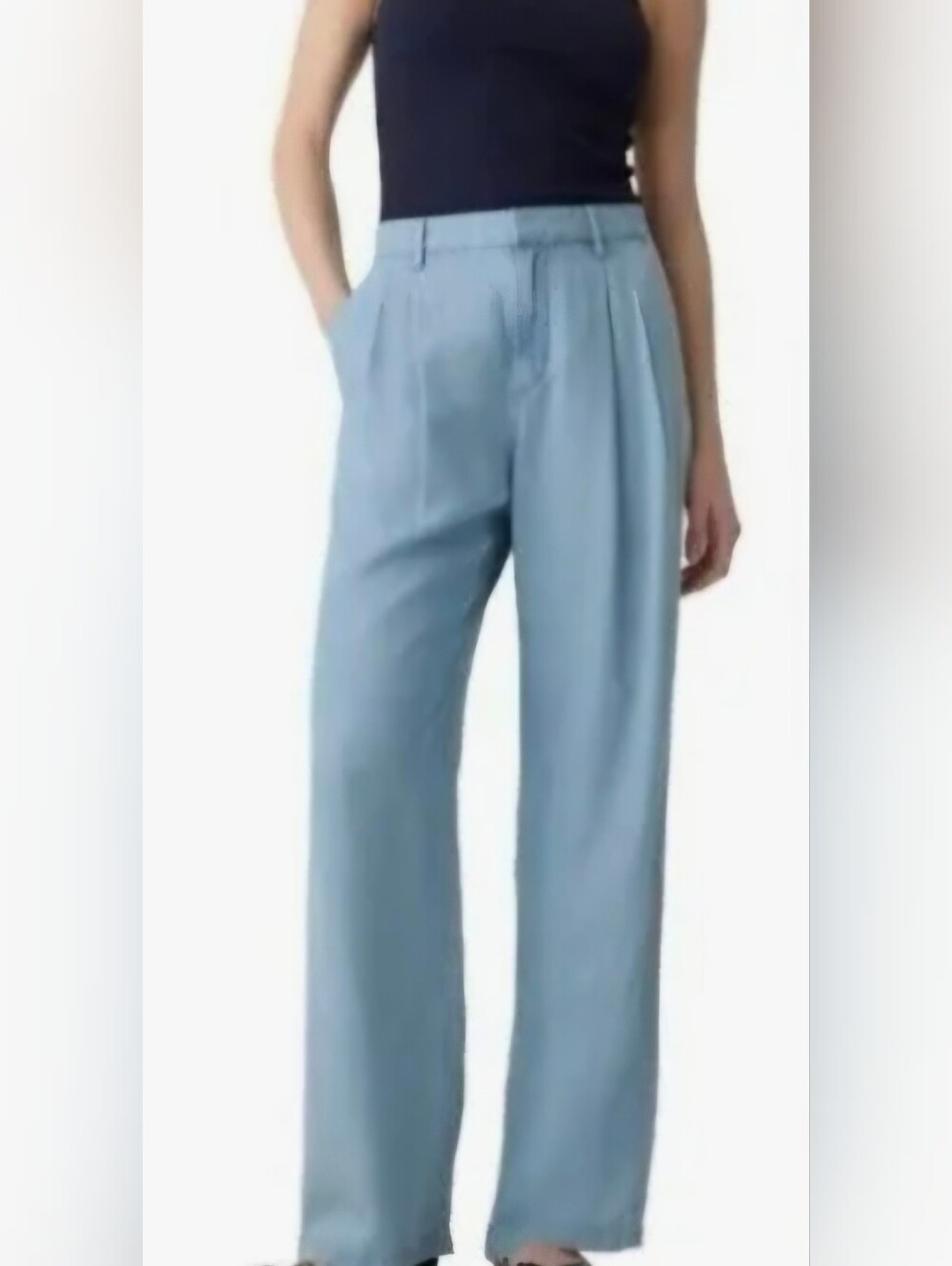 Gap Chambray Easy Trouser Pleated Wide Leg Women's Size 12 Style And Comfort